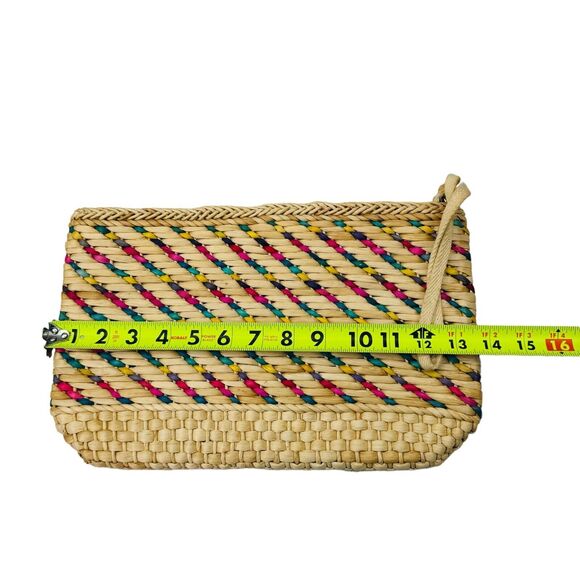 Vintage 70’s Handmade Knit Bamboo Rattan Straw Clutch Bag Handbag Purse Wristlet - Picture 7 of 16